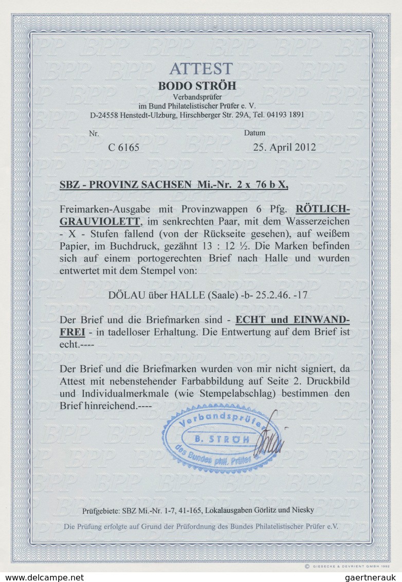 Sowjetische Zone - Provinz Sachsen: 1945, 6 Pf Rötlichgrauviolett Mit Wasserzeichen Stufen Fallend I - Andere & Zonder Classificatie