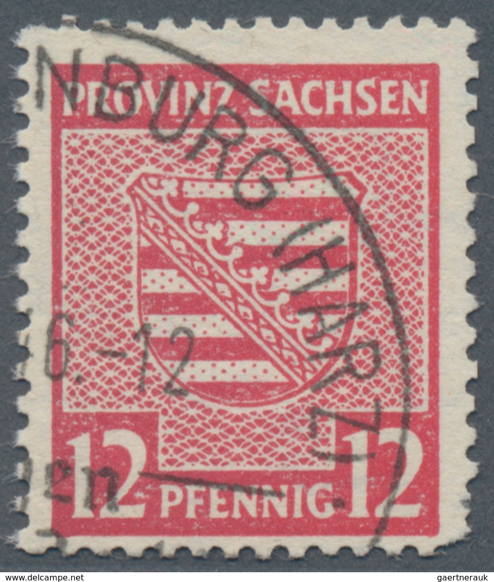 Sowjetische Zone - Provinz Sachsen: 1945, Provinzwappen 12 Pfg. In Der Sehr Seltenen Farbvariante He - Altri & Non Classificati