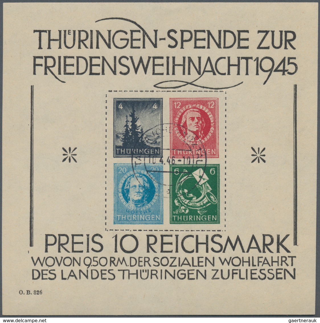 Sowjetische Zone - Thüringen: 1945, Blockausgabe Weihnachten Auf Weißem Papier In Type II, Genau Mit - Andere & Zonder Classificatie
