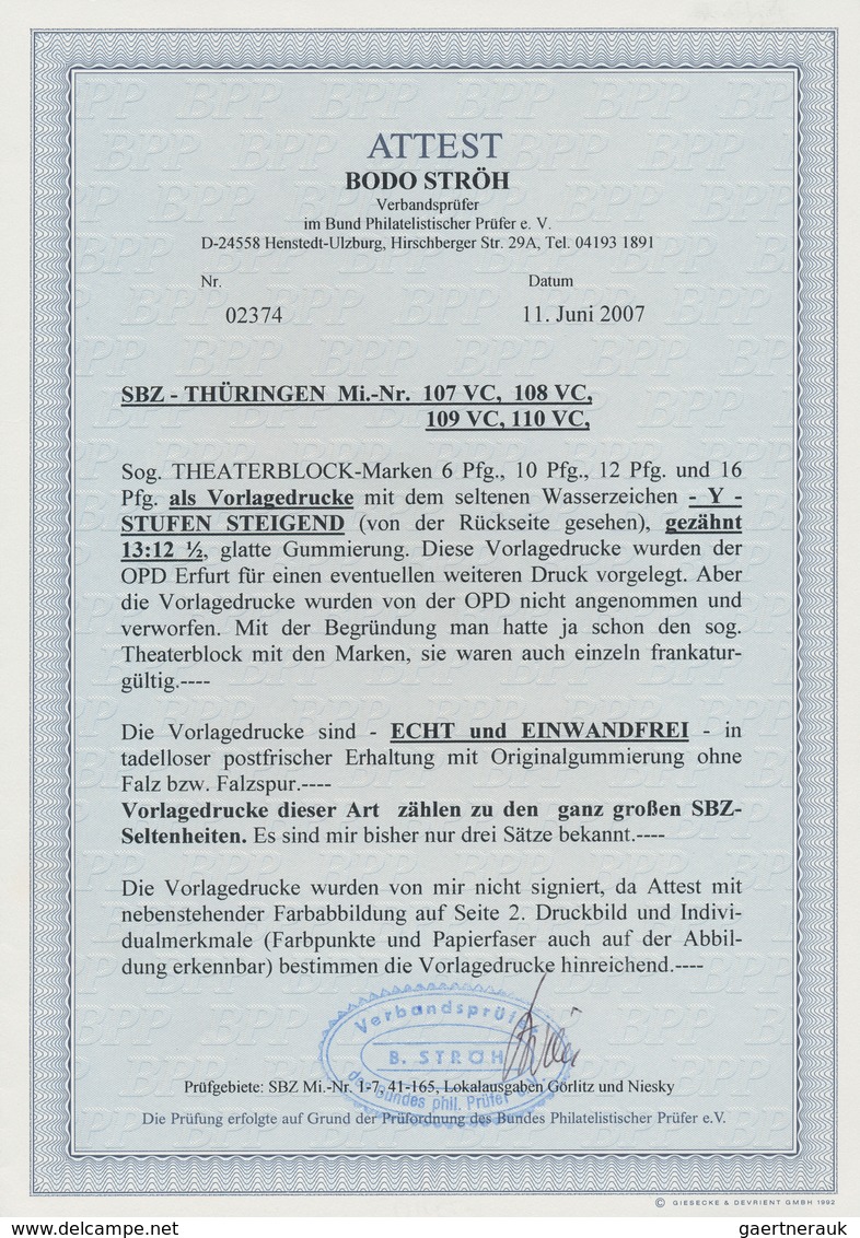 Sowjetische Zone - Thüringen: 1946, Einzelandrucke 6 Pf Bis 16 Pf Der Blockausgabe Nationaltheater W - Altri & Non Classificati