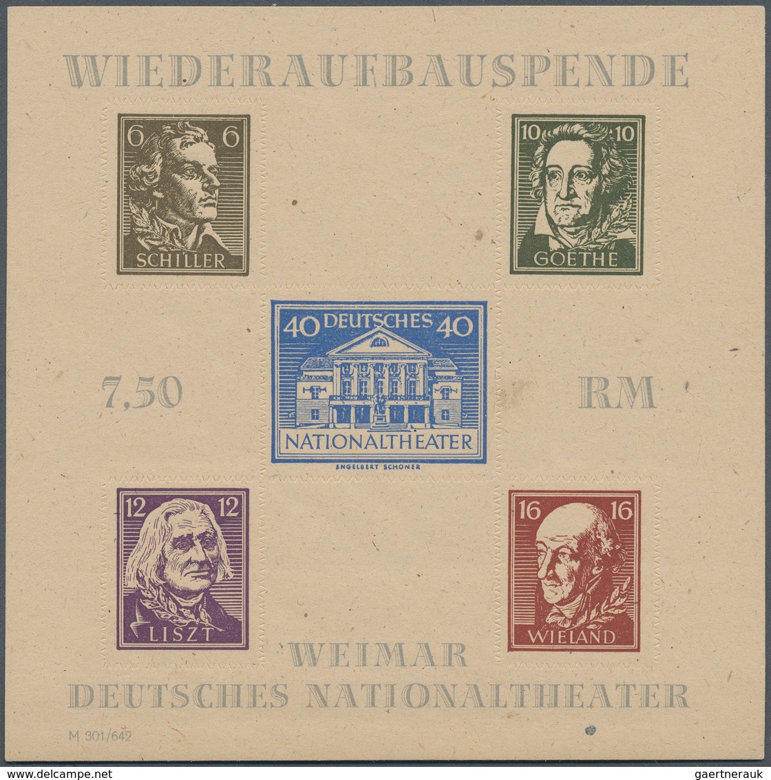 Sowjetische Zone - Thüringen: 1946, Theaterblock Auf Holzhaltigem, Gelblichem Papier Mit 6 Pfg. Mark - Otros & Sin Clasificación