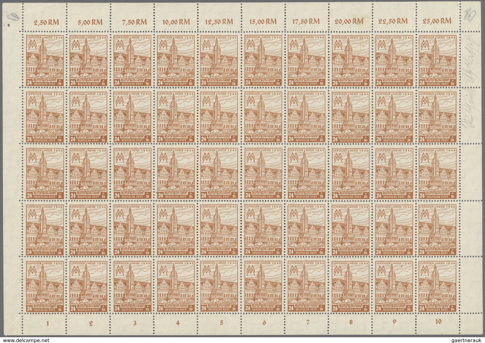 Sowjetische Zone - West-Sachsen: 1946, Leipziger Messe, 24 Pfg.+26 Pfg. Bräulichorange, Kompletter B - Altri & Non Classificati