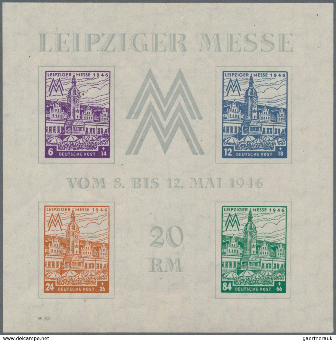 Sowjetische Zone - West-Sachsen: 1946, Block Zur Leipziger Messe Ungezähnt Mit Wasserzeichen -X- Stu - Altri & Non Classificati