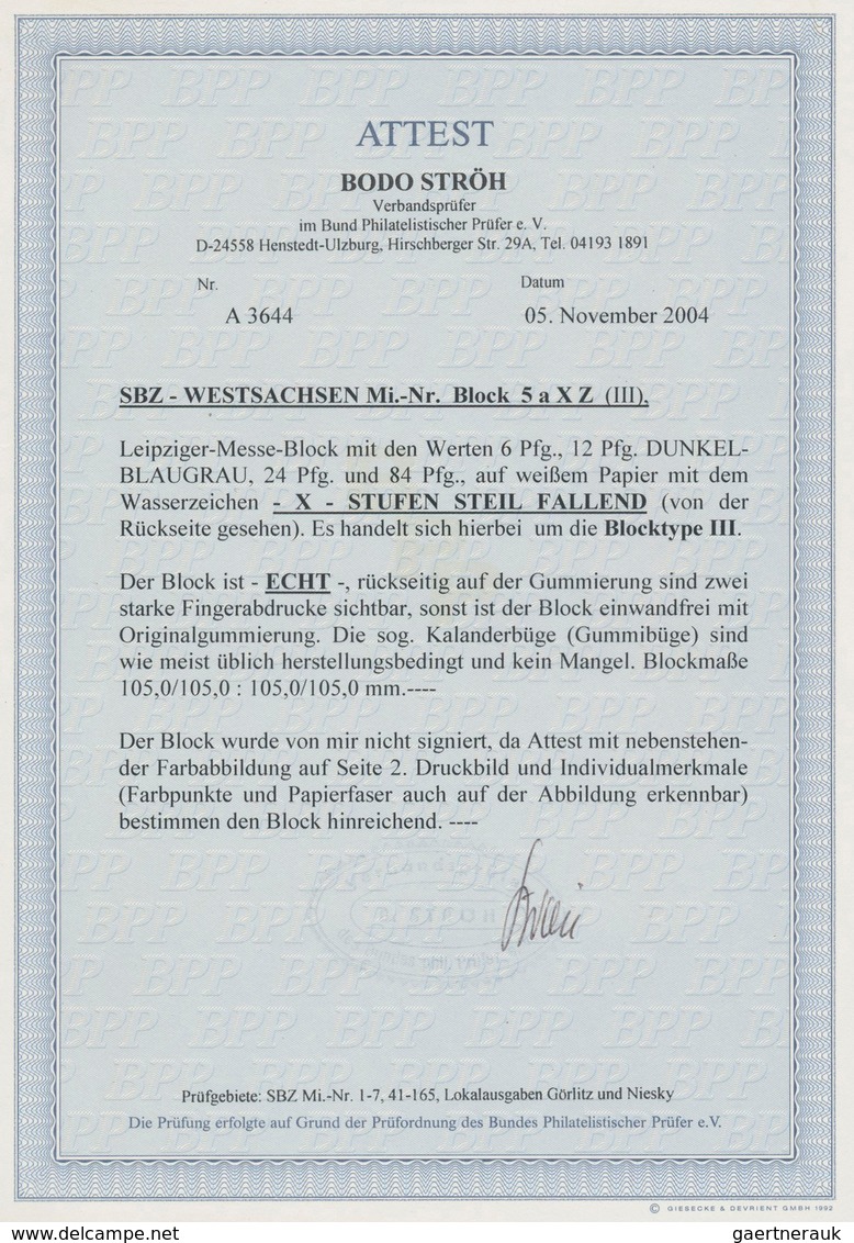 Sowjetische Zone - West-Sachsen: 1946, Block Zur Leipziger Messe Ungezähnt Mit Wasserzeichen -X- Stu - Altri & Non Classificati