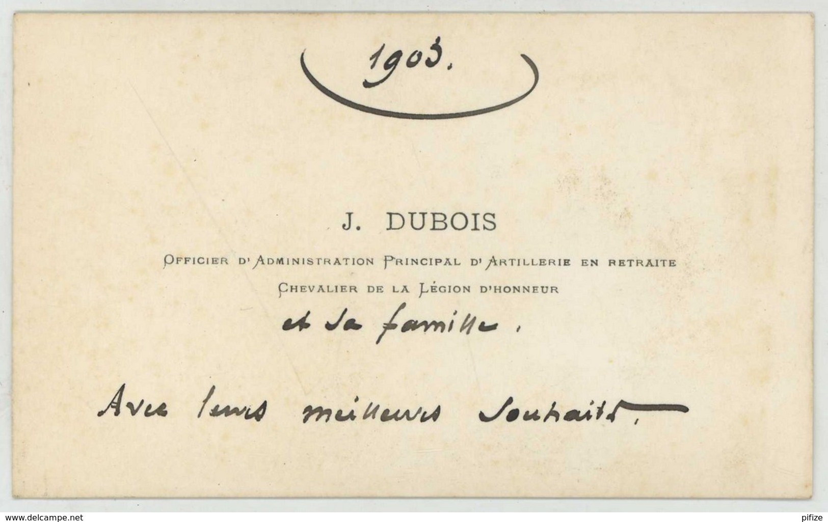 Photo Du Cdt J. Dubois Officier D'administration Principal D'artillerie , Collée Sur Sa Carte De Visite . LH . 1903 . - Guerre, Militaire