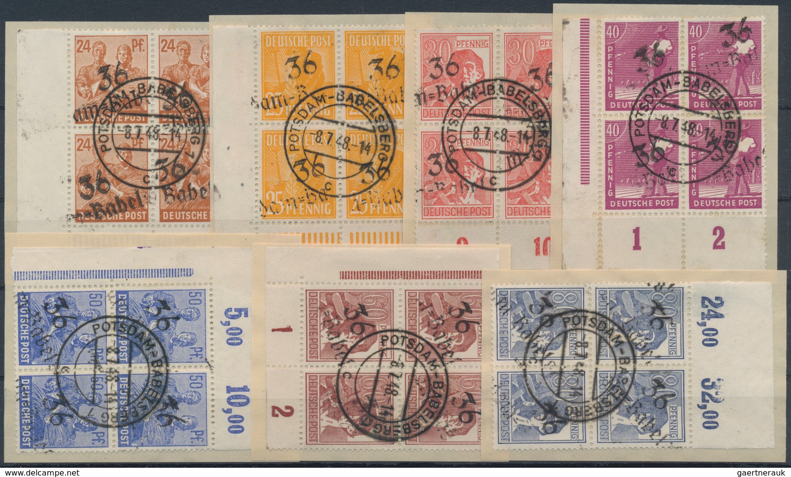 Sowjetische Zone - Bezirkshandstempel - VII - Bez. 36 (Potsdam): 1948, 2 Pf Bis 80 Pf "BEZIRK 36 Pot - Altri & Non Classificati