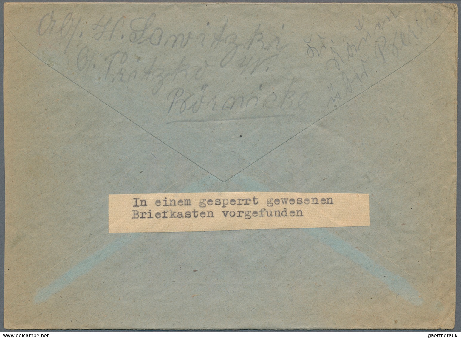 Sowjetische Zone - Besonderheiten: 1948, "In Einem Gesperrt Gewesenem Briefkasten Vorgefunden" Aufkl - Sonstige & Ohne Zuordnung