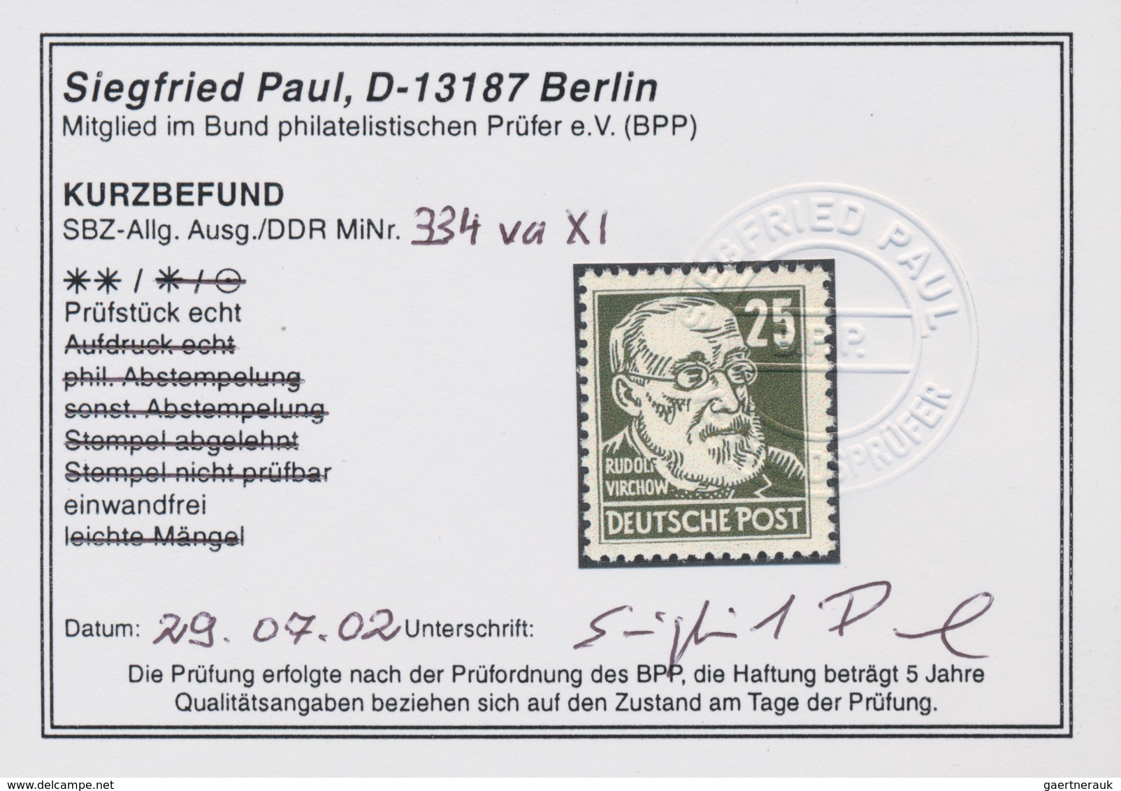 DDR: 1953, Persönlichkeiten 25 Pf Postfrisch, Tadellos Postfrisch, Unsigniert, Kurzbefund Paul BPP, - Brieven En Documenten