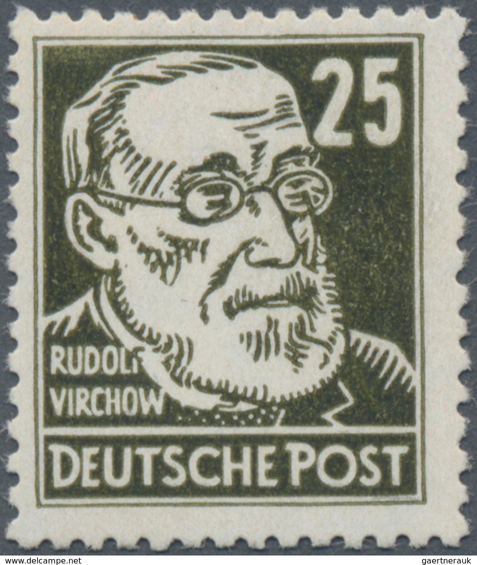 DDR: 1953, Persönlichkeiten Virchow 25 Pf Postfrisch In Der Seltenen Farbe SCHWARZBRAUNOLIV Und Mit - Storia Postale