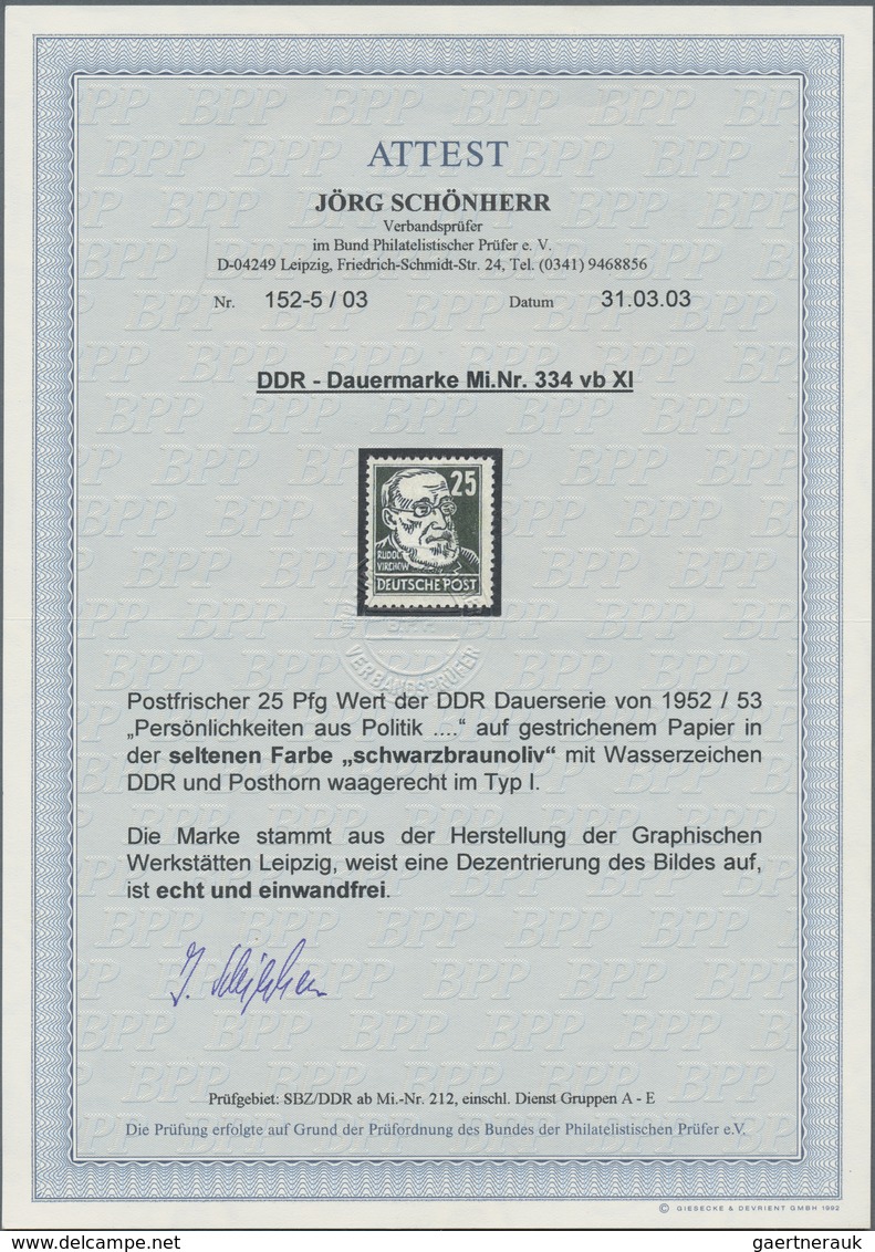 DDR: 1953, Persönlichkeiten Virchow 25 Pf Postfrisch In Der Seltenen Farbe SCHWARZBRAUNOLIV Und Mit - Storia Postale