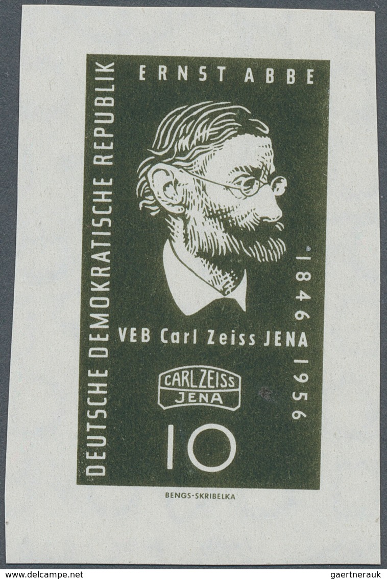 DDR: 1956, Carl-Zeiss-Werke Jena, 10 Pfg. Ernst Abbe Als Ungezähnter Probedruck Auf Gummiertem Papie - Storia Postale