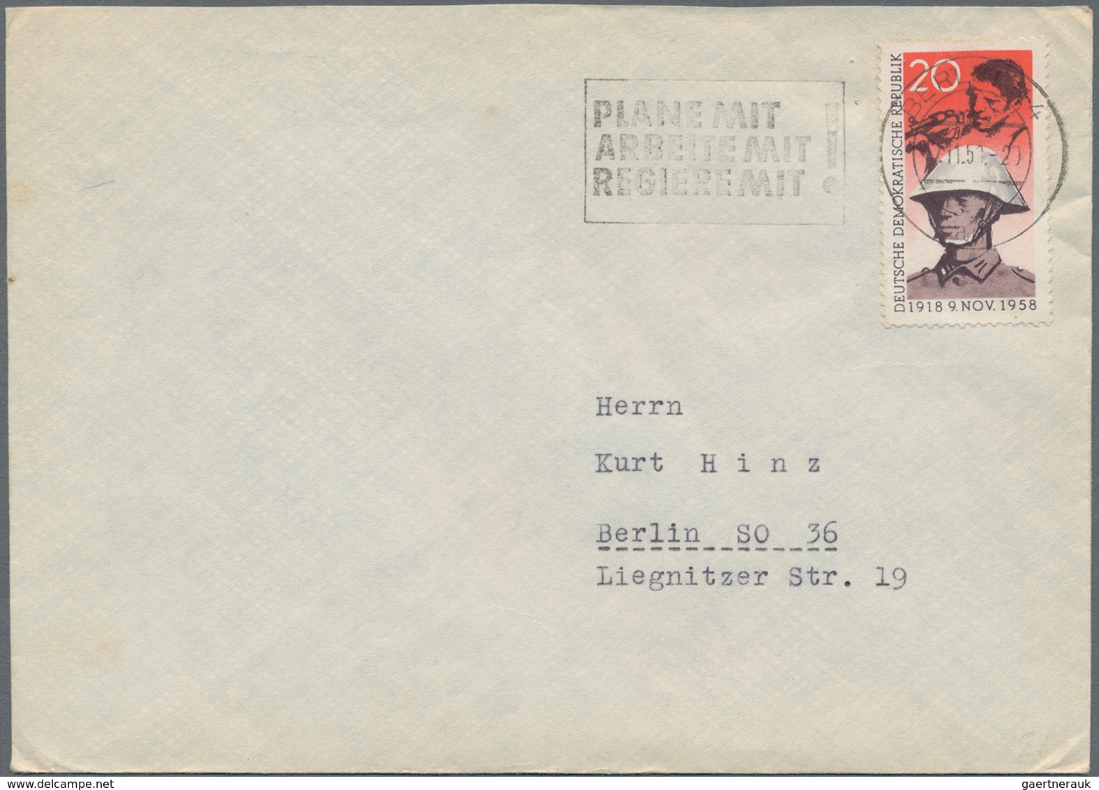 DDR: 1958, 20 Pfg. Novemberrevolution, 30 Briefe, Meist Mit Stempel 7.11.58 Vor 14.00 Uhr, Jedoch Au - Brieven En Documenten