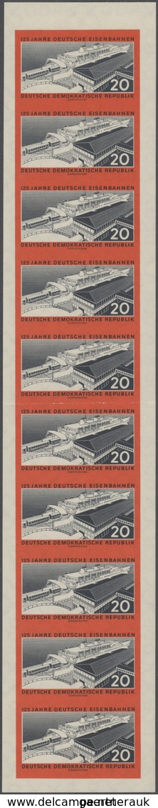 DDR: 1960, 125 Jahre Eisenbahn 20 Pfg., 3 Postfrische Original-10er-Streifen, Davon Einer Mittig Gef - Brieven En Documenten