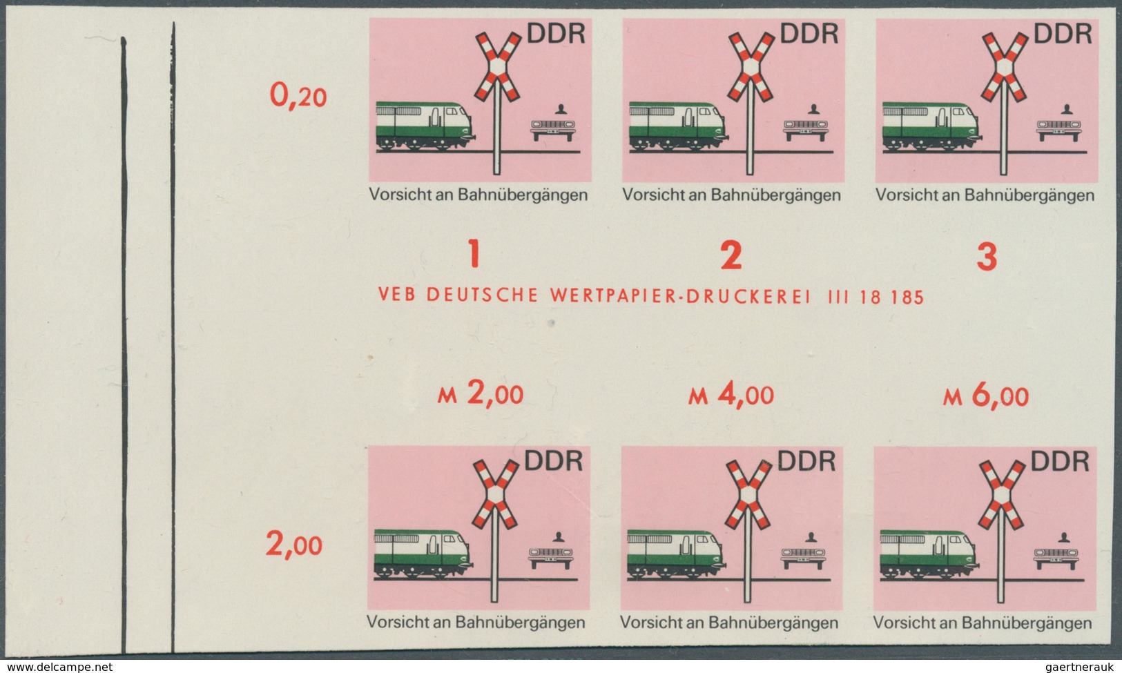 DDR: 1969, Sicherheit im Straßenverkehr 20 Pf. 'Vorsicht an Bahnübergängen' in 7 verschiedenen ungez