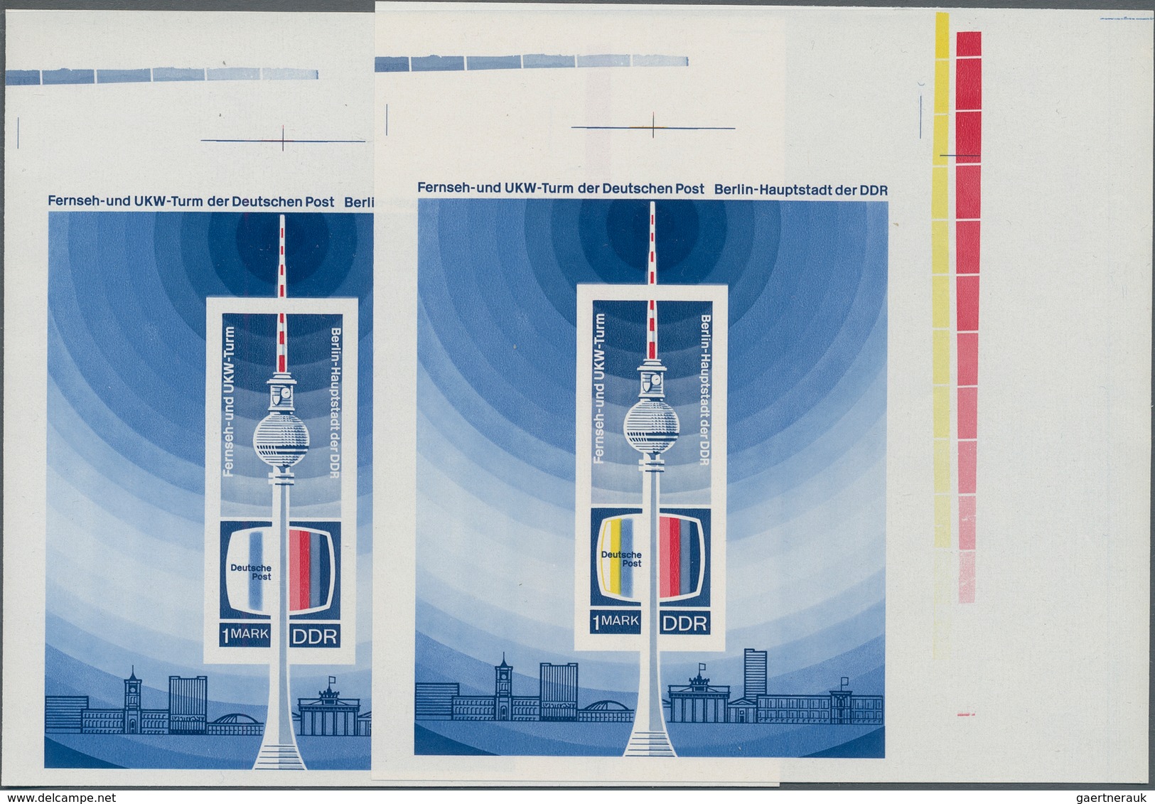 DDR: 1969, Blockausgabe 1 M. Fernseh- Und UKW-Turm, 5 Verschiedene Phasendrucke In Übergröße (14x14 - Storia Postale