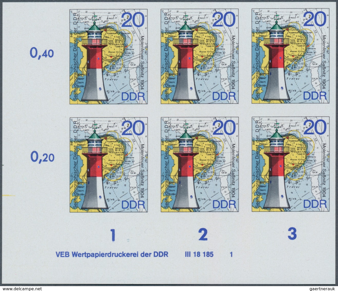 DDR: 1975: DDR Leuchttürme, Vier Werte (ohne 25 Pfg) In Originalfarben In Ungezähnten 6er Unterrande - Brieven En Documenten