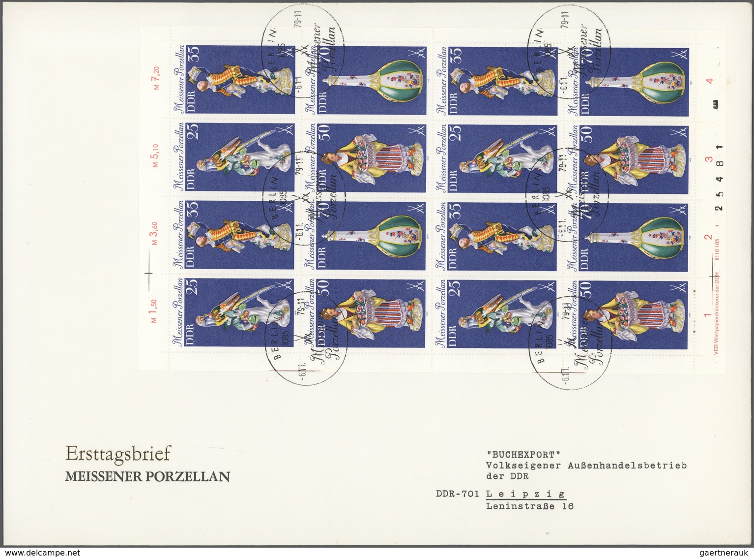 DDR: 1979, Meißen Porzellan, Beide Kleinbogen Im Beschnittenen Format Auf Großformatigen FDC Des "Bu - Brieven En Documenten