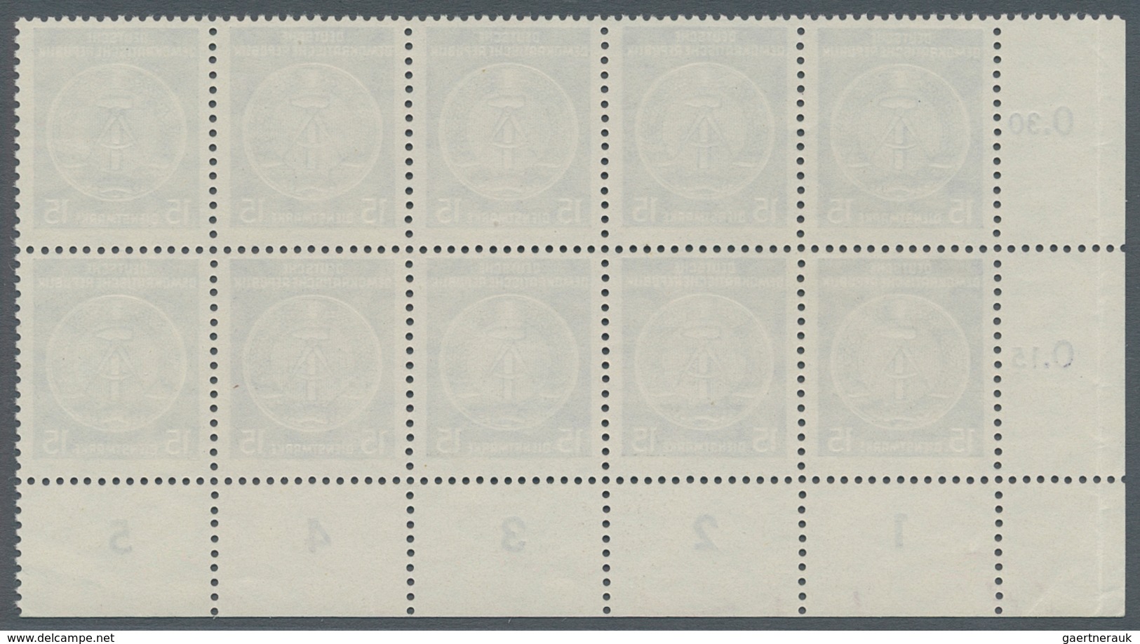 DDR - Dienstmarken A (Verwaltungspost B): 1954, 15 Pfennig Dienstmarke Staatswappen Zirkelbogen Als - Andere & Zonder Classificatie