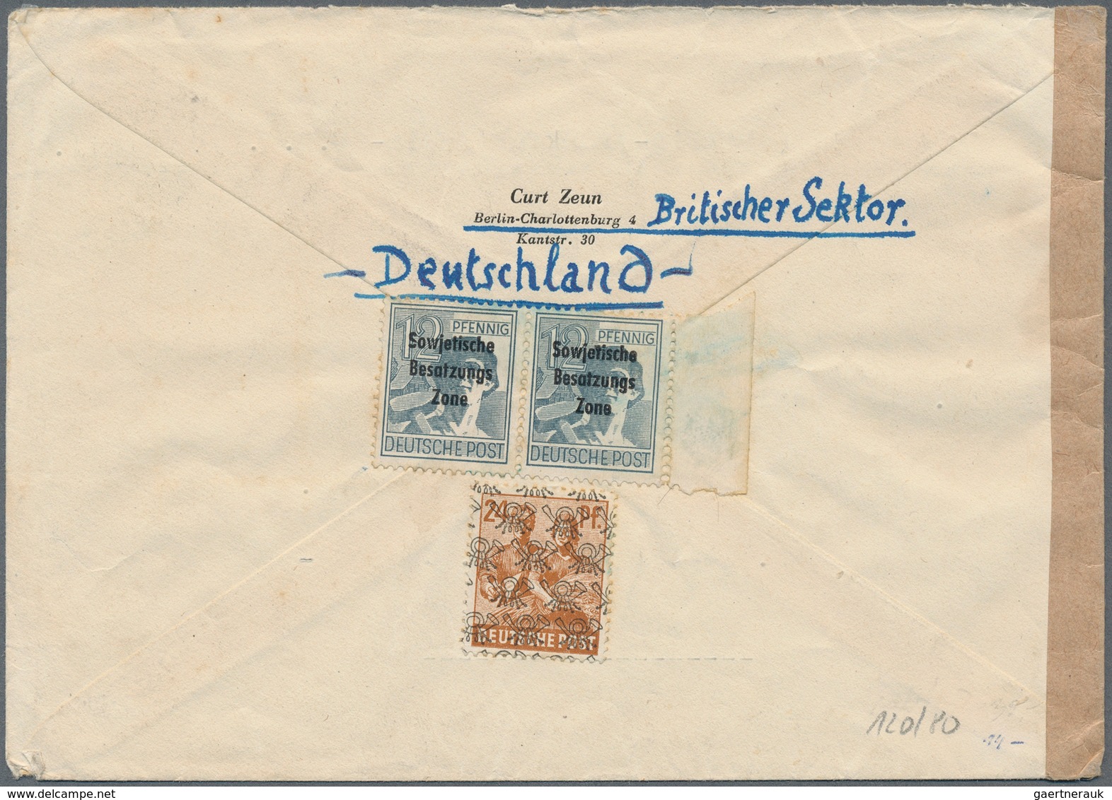 Berlin: 12, 16, 24(4) U. 50 Pf. Schwarzaufdruck Zusammen Auf Lp-Überseebf. Ab Berlin-Charlottenburg - Storia Postale