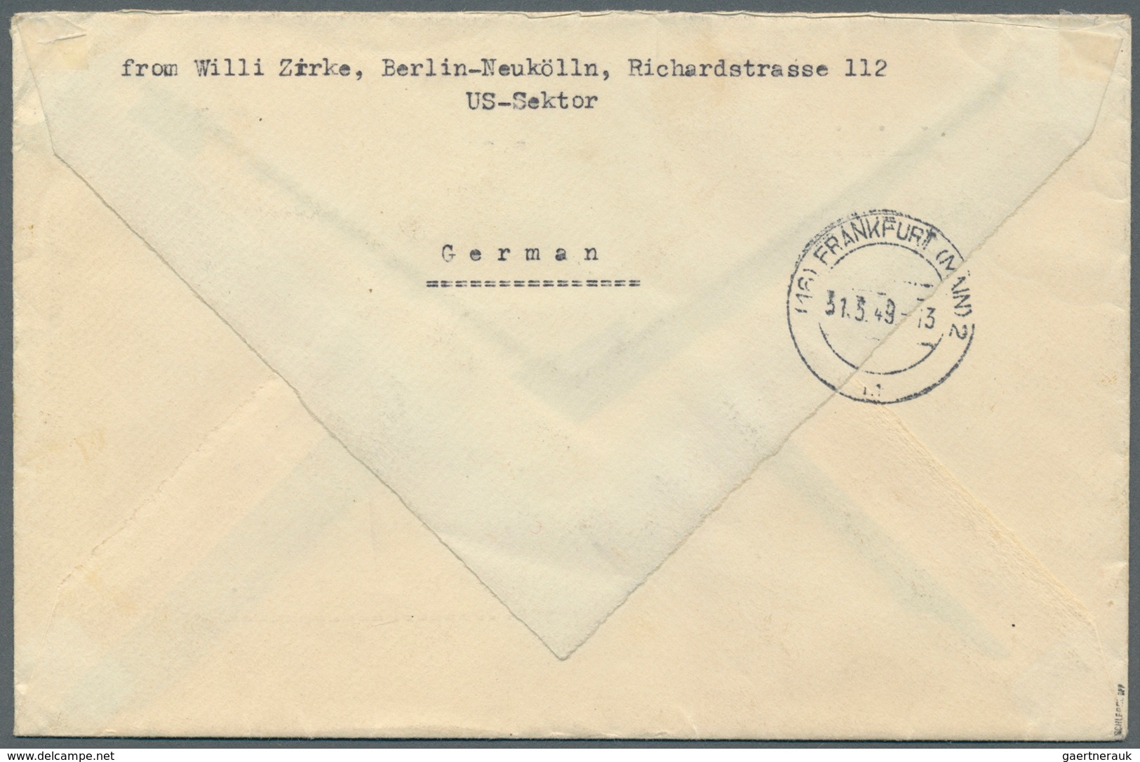Berlin: 1949: IAS-LUFTPOSTBRIEF ÜBERSEE 20g Mit Der Höchstgebühr DM 2,50 – Brief Bis 20g 50 Pf. Und - Storia Postale