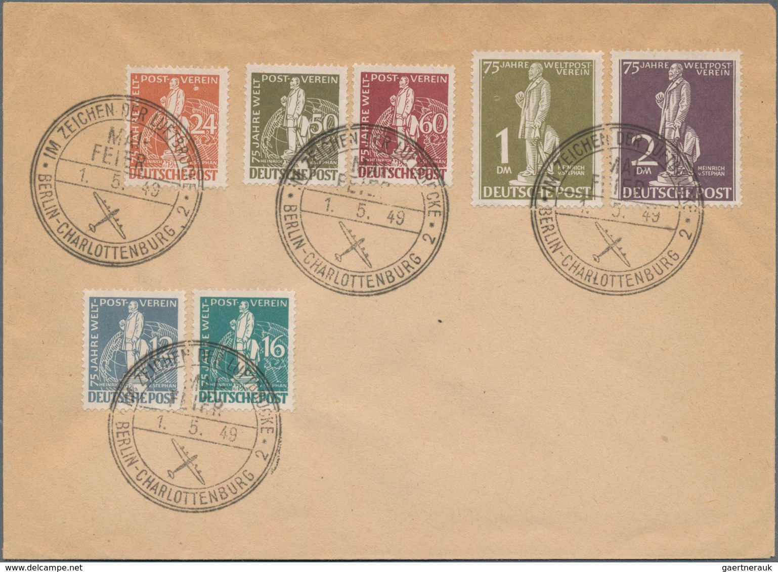 Berlin: 1949, 12 Pf Bis 2 DM STEPHAN Mit Sonderstempel Luftbrücke/Maifeier Auf Umschlag - Storia Postale