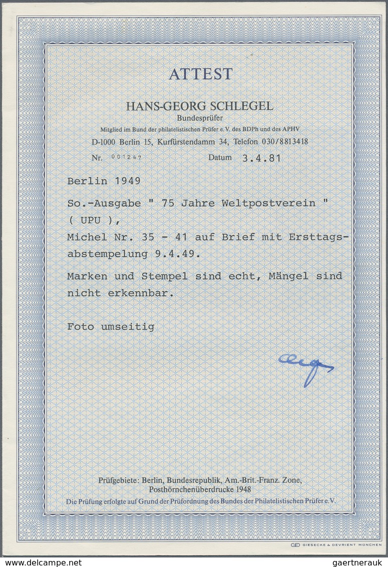 Berlin: 1949, 12 (Pf) Bis 2 DM Stephan Auf Außergewöhnlich Schönem Holthöfer FDC Aus BERLIN-CHARLOTT - Storia Postale