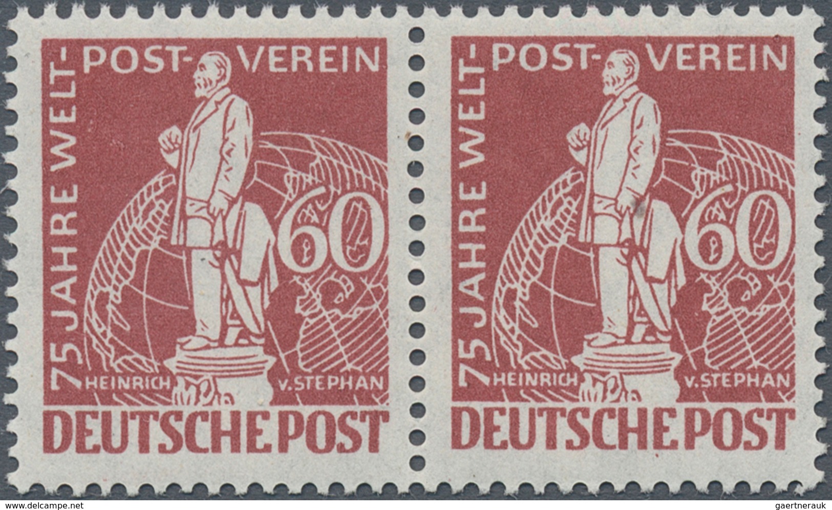 Berlin: 1949, 60 Pfg. "Stephan", Postfrisches Luxus-Paar, Linke Marke Mit Dem Plattenfehler "Spitze - Storia Postale