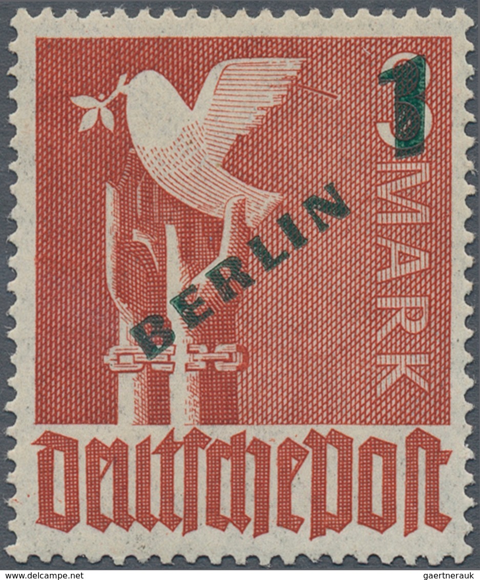 Berlin: 1949, Freimarke 1 (DM) Mit Grünem Aufdruck BERLIN Und Plattenfehler "Ast Am Taubenflügel", " - Storia Postale