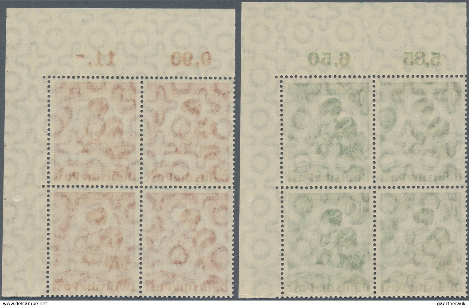Berlin: 1951, Tag Der Briefmarke Als Zwei Ungefaltete Postfrische Luxus-Eckrand-Viererblocks Aus Der - Storia Postale
