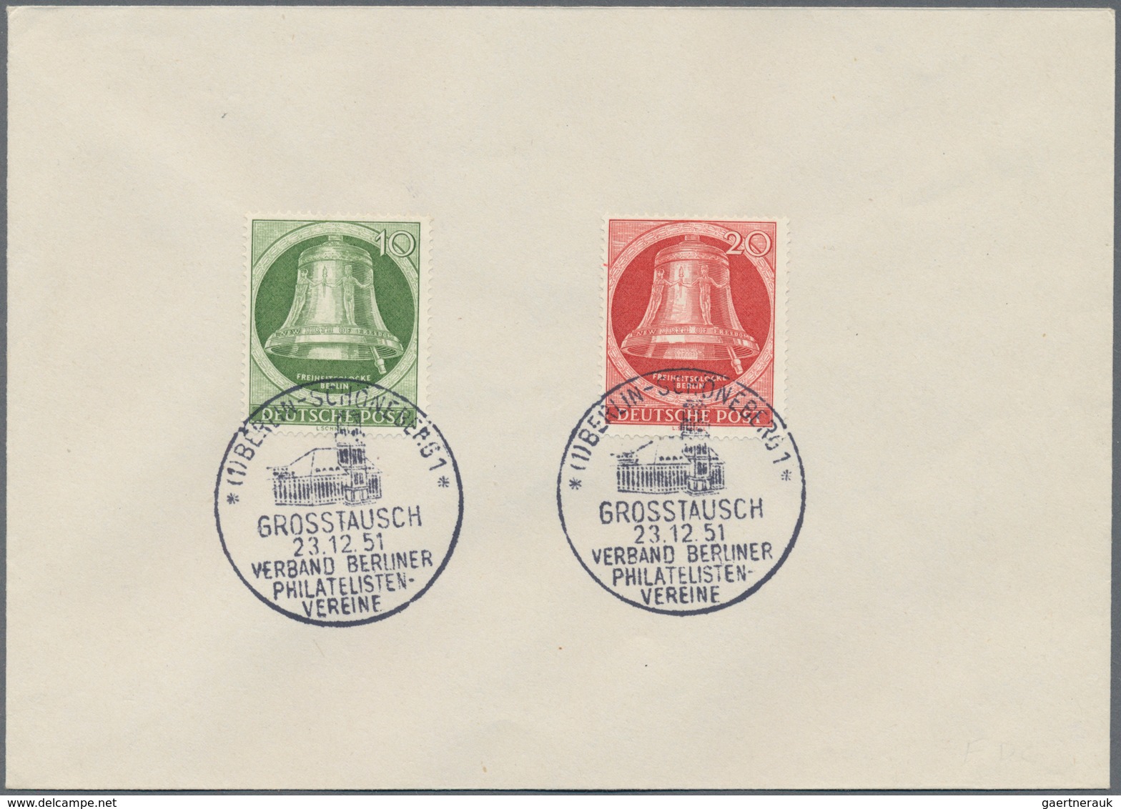 Berlin: 1952/1953, Glocke Rechts, Kompletter Satz Auf Zwei FDCs "BERLIN-SCHÖNEBERG 1", Einmal Adress - Storia Postale