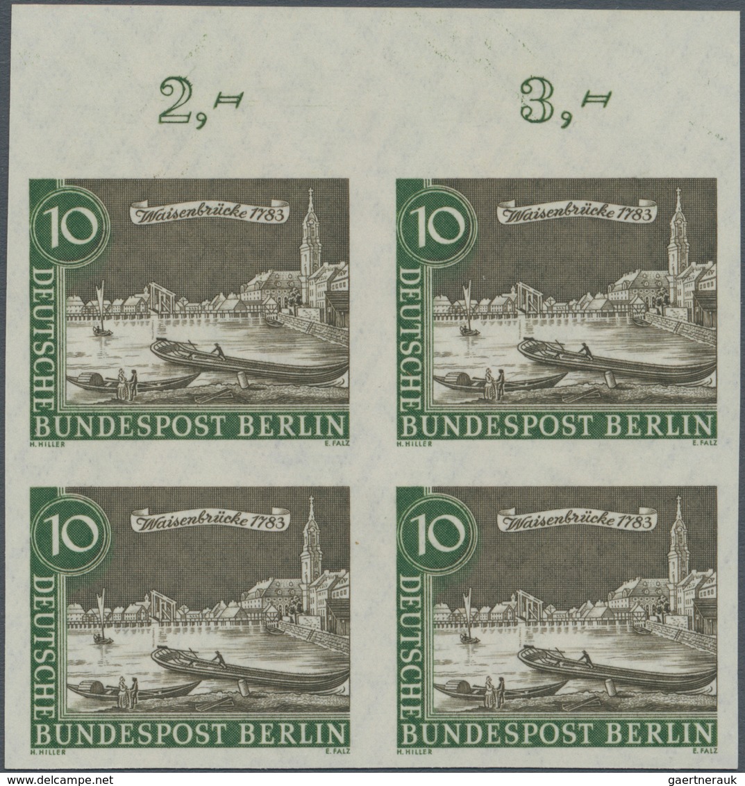 Berlin: 1962 'Alt-Berlin' 10 Pf. Im UNGEZÄHNTEN Oberrand-4er-Block (Felder 2-3/7-8), Tadellos Postfr - Storia Postale