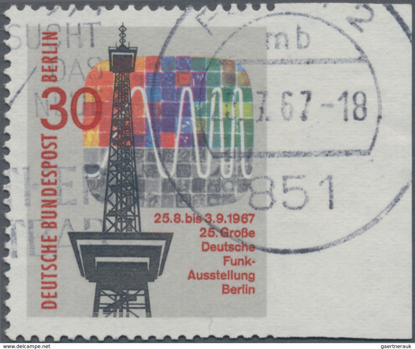 Berlin: 1967, Große Deutsche Funkausstellung 30 Pf, Rechts UNGEZÄHNT Vom Rechten Bogenrand. Sehr Sel - Storia Postale