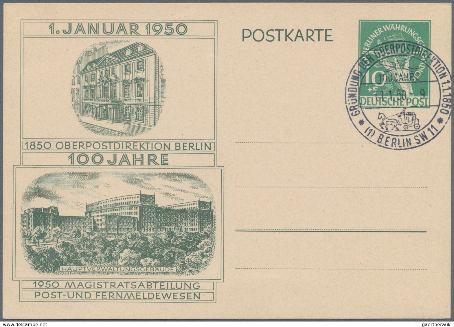 Berlin - Ganzsachen: 1950, Zehn Verschiedene Sonderpostkarten, Alle Mit SST (Mi. 670.-) - Sonstige & Ohne Zuordnung