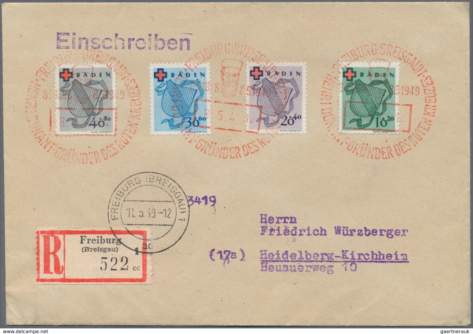 Französische Zone - Baden: 1949, „Deutsches Rotes Kreuz”, Ausgesucht Schön Gestempelter Luxus-Satz M - Andere & Zonder Classificatie