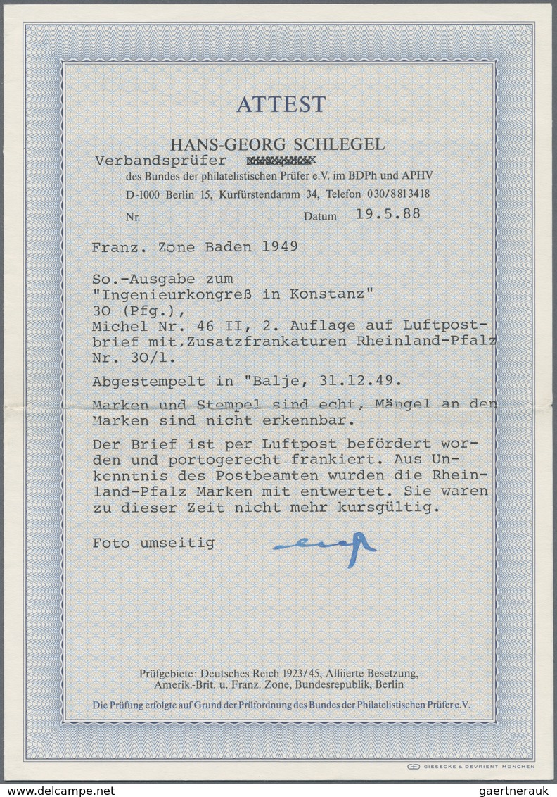 Französische Zone - Baden: 1949, Ingenieur Kongress Konstanz, Marke Der 2. Auflage Zusammen Mit Weit - Andere & Zonder Classificatie