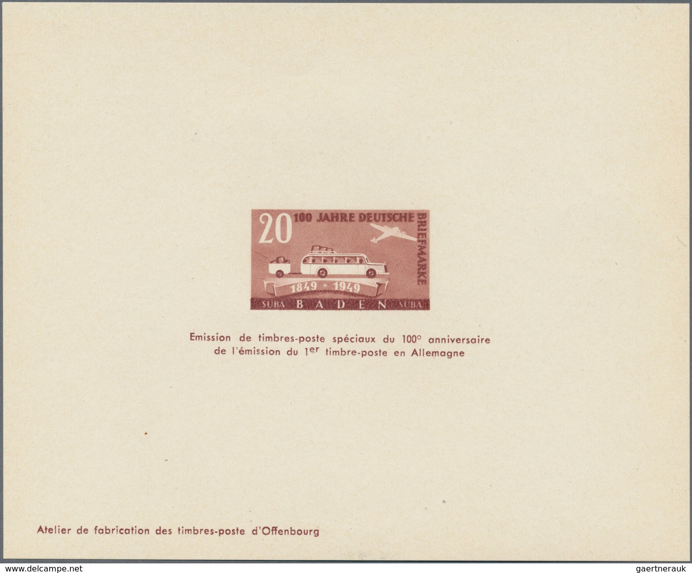 Französische Zone - Baden: 1949, 100 Jahre Deutsche Briefmarken, 10 Pf Und 20 Pf Als Ministerblocks - Sonstige & Ohne Zuordnung