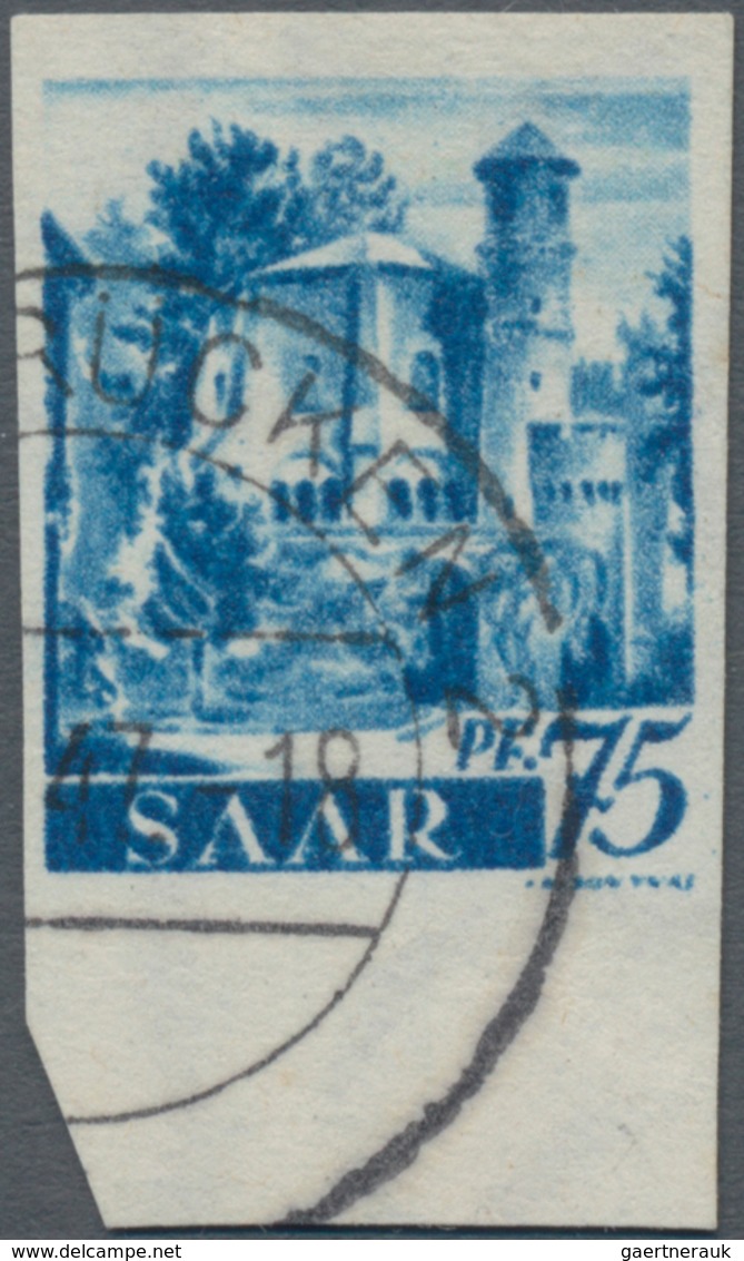 Saarland (1947/56): 1947, 75 Pfg. Alter Turm Mit Seltenem Wasserzeichen 1 X UNGEZÄHNT, Fotoattest Ne - Covers & Documents