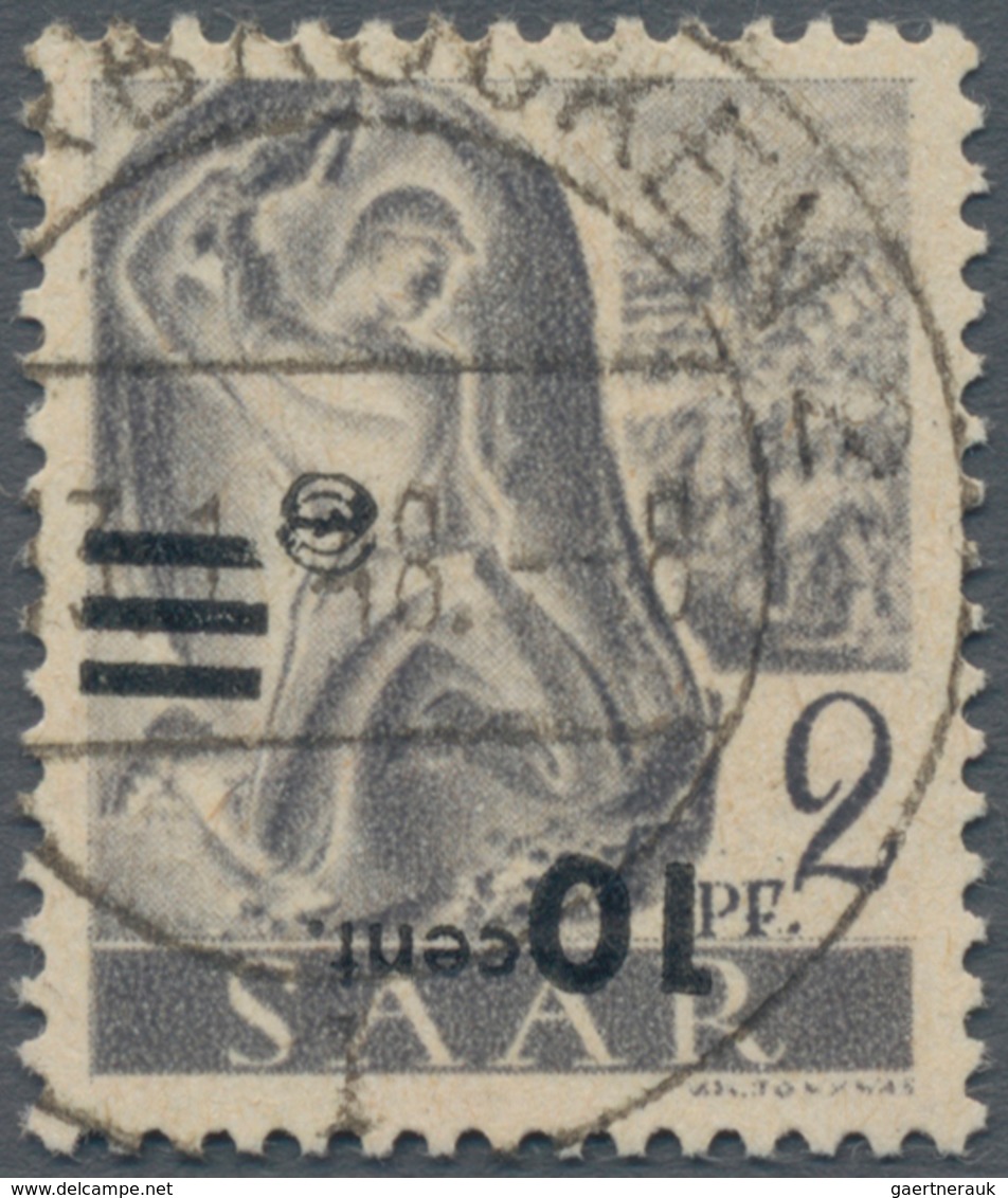 Saarland (1947/56): 1947, Freimarke 10 Cent Auf 2 Pfg. Mit Kopfstehendem Aufdruck Auf Der Urdruckmar - Storia Postale