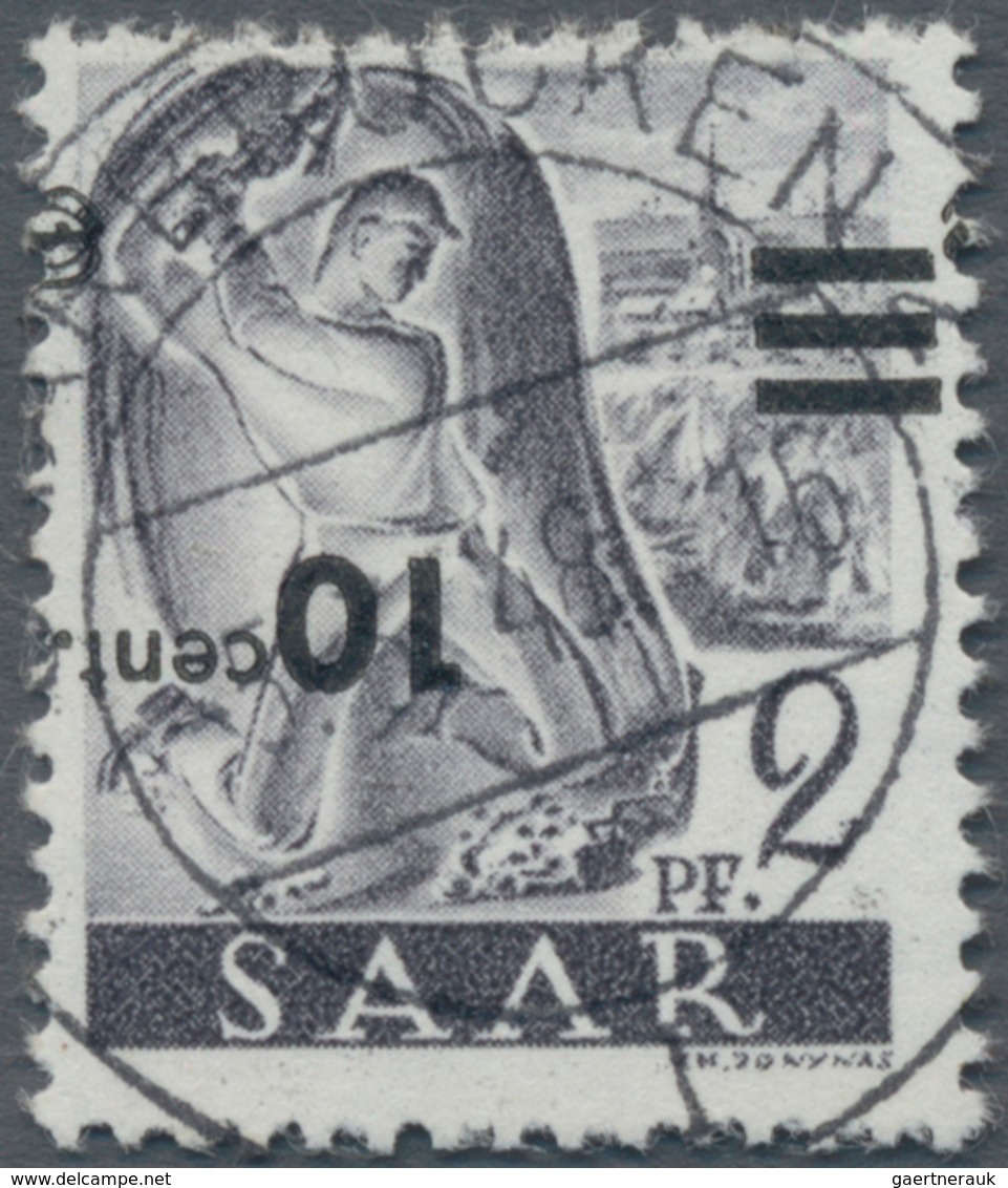 Saarland (1947/56): 1947, Freimarke 10 Cent Auf 2 Pfg. Mit Kopfstehendem Aufdruck, Zentrisch Klar En - Brieven En Documenten