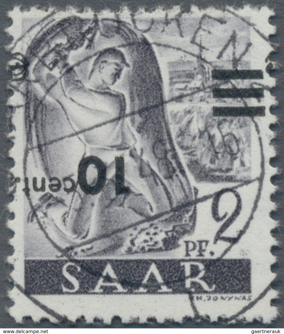 Saarland (1947/56): 1947, Freimarke 10 Cent Auf 2 Pfg. Mit Kopfstehendem Aufdruck, Zentrisch Klar En - Storia Postale