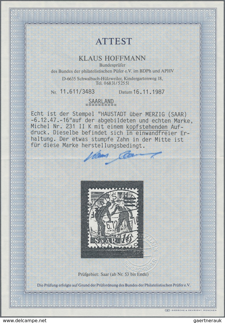 Saarland (1947/56): 1947, Freimarke 4 F Auf 16 Pfg. Mit Kopfstehendem Aufdruck, Zentrisch Klar Entwe - Storia Postale