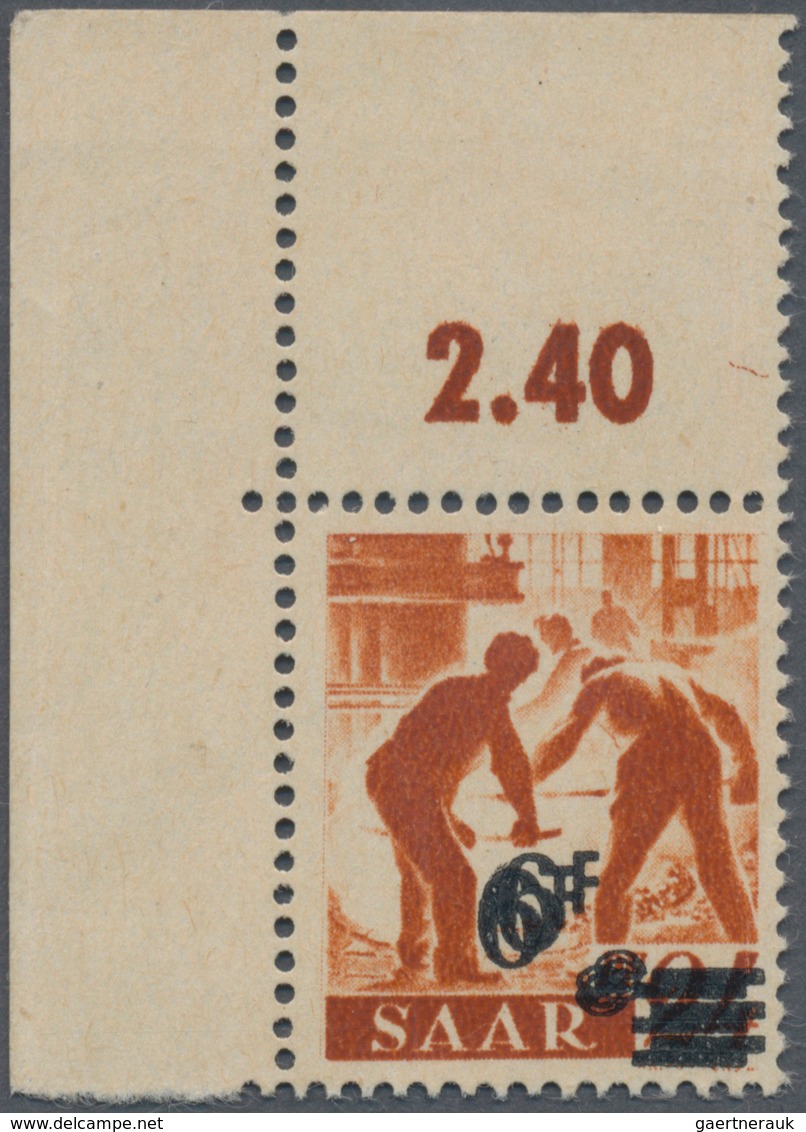 Saarland (1947/56): 1947, 6 Fr. Auf 24 Pfg. Urdruck Mit Doppeltem Aufdruck Aus Der Linken Oberen Bog - Brieven En Documenten