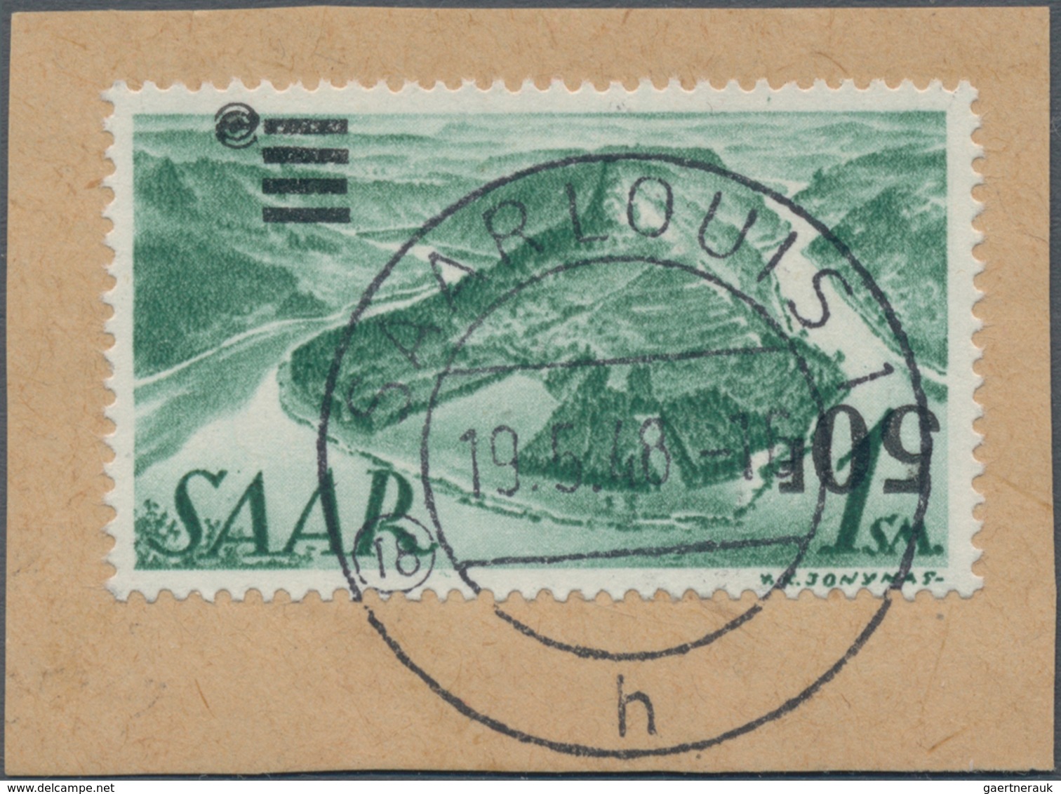 Saarland (1947/56): 1947, Freimarke 50 F Auf 1 SM Mit Kopfstehendem Aufdruck, Zentrisch Klar Entwert - Brieven En Documenten