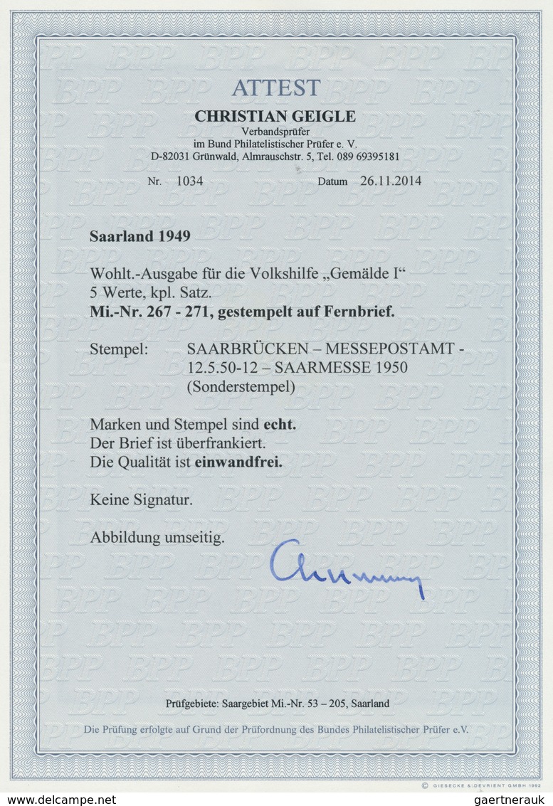 Saarland (1947/56): 1949, Volkshilfe, Satzfrankatur Auf Brief Von "SAARBRÜCKEN MESSE-POSTAMT 12.5.50 - Brieven En Documenten