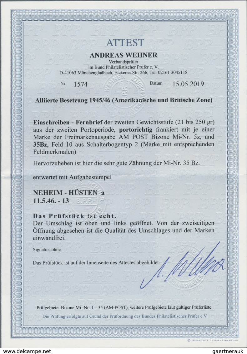 Bizone: 1946, AM-Post Deutscher Druck 1 RM Zusammen Mit 8 Pfg. Amerikanischer Druck, Portogerechte 1 - Otros & Sin Clasificación