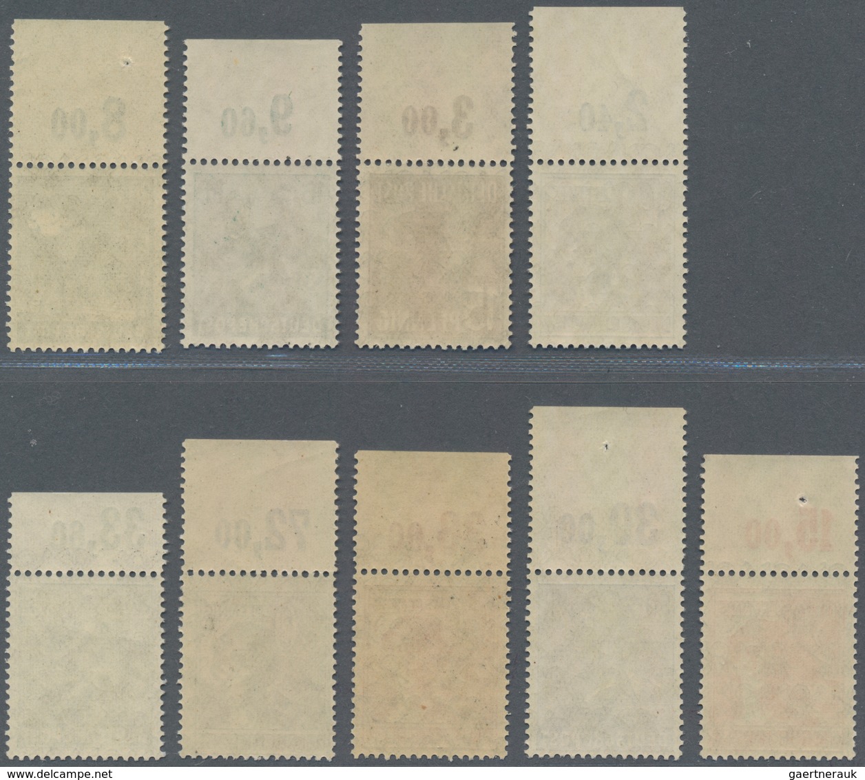 Bizone: 1948, 12 Bis 84 Pf Netzaufdruck Vom Oberrand Durchgezähnt, 9 Werte Ohne 40 Pf, Postfrisch, M - Altri & Non Classificati