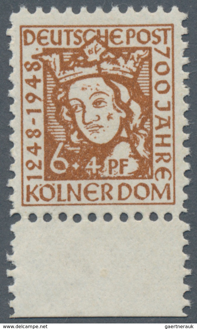 Bizone: 1948, Kölner Dom 6+4 Pf OHNE Wasserzeichen, Ungebrauchte Marke Mit Rücks. Braunem Farbabklat - Altri & Non Classificati