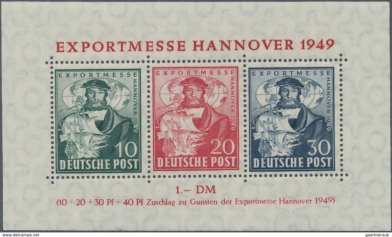 Bizone: 1949, Exportmesse Hannover Blockausgabe In "c"-Farbe, Tadellos Postfrisch, Attest Schlegel H - Altri & Non Classificati