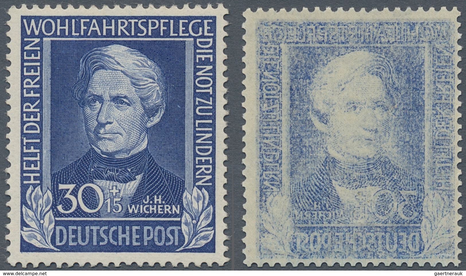 Bundesrepublik Deutschland: 1949, 30 Pfg. Wohlfahrt Als PROBEDRUCK In Verausgabter Zeichnung Auf Pap - Briefe U. Dokumente