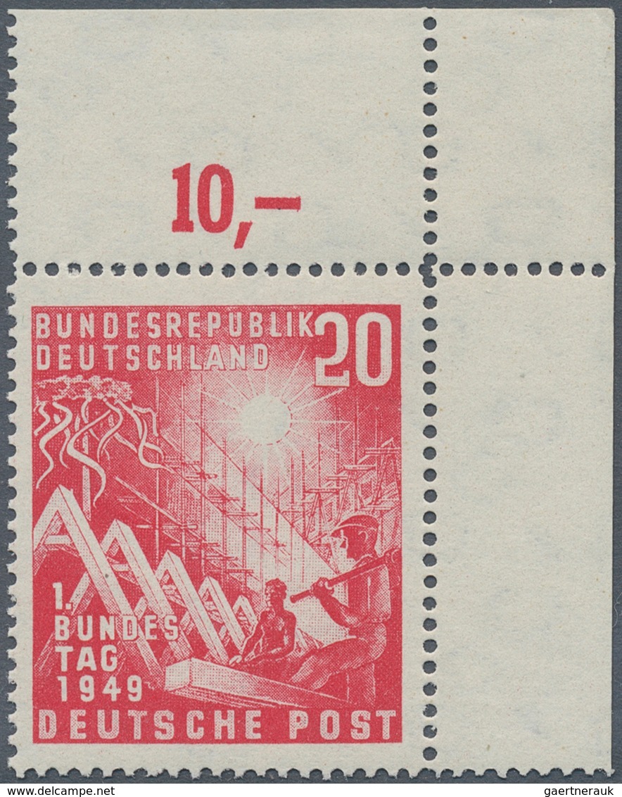 Bundesrepublik Deutschland: 1949, 20 Pfg. Bundestag Mit Plattenfehler VII "'Dorn'am Ersten Dachfirst - Briefe U. Dokumente